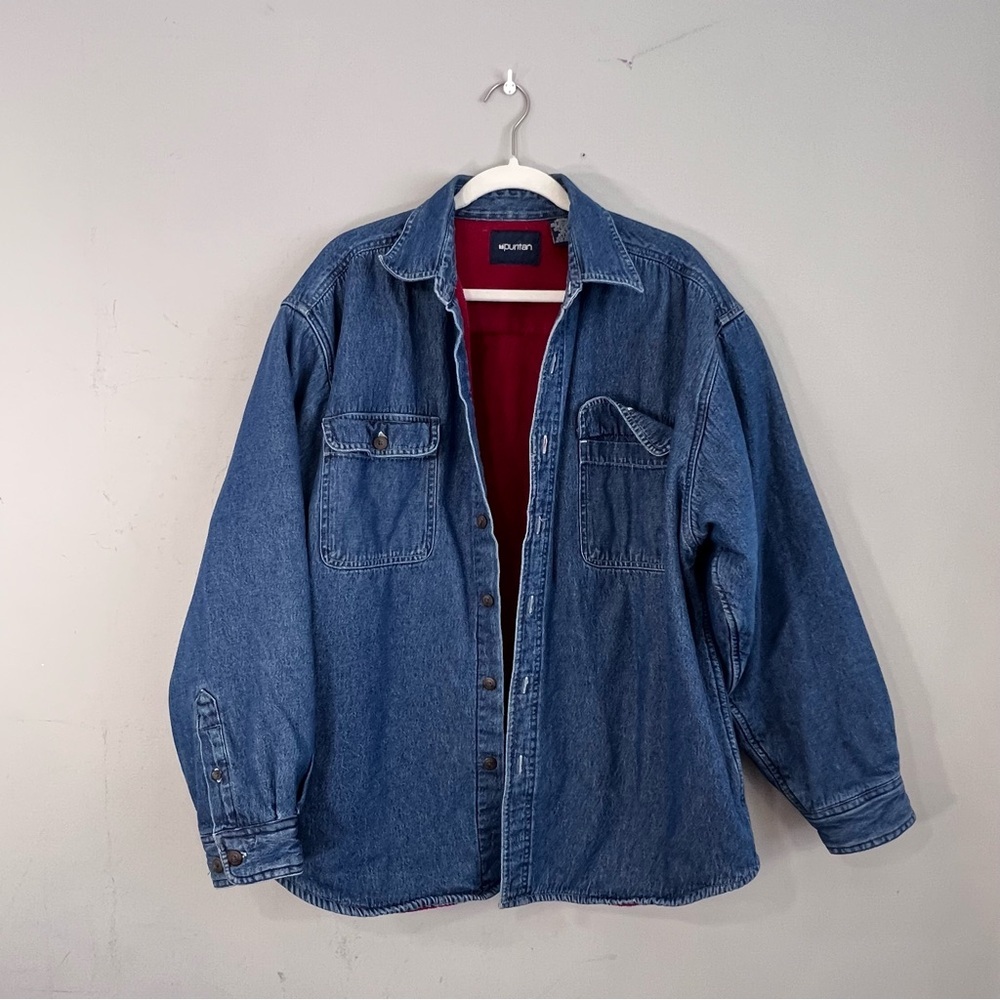 Vintage Puritan Men’s Large Fleece Lined Denim Shirt Jacket Button Front large